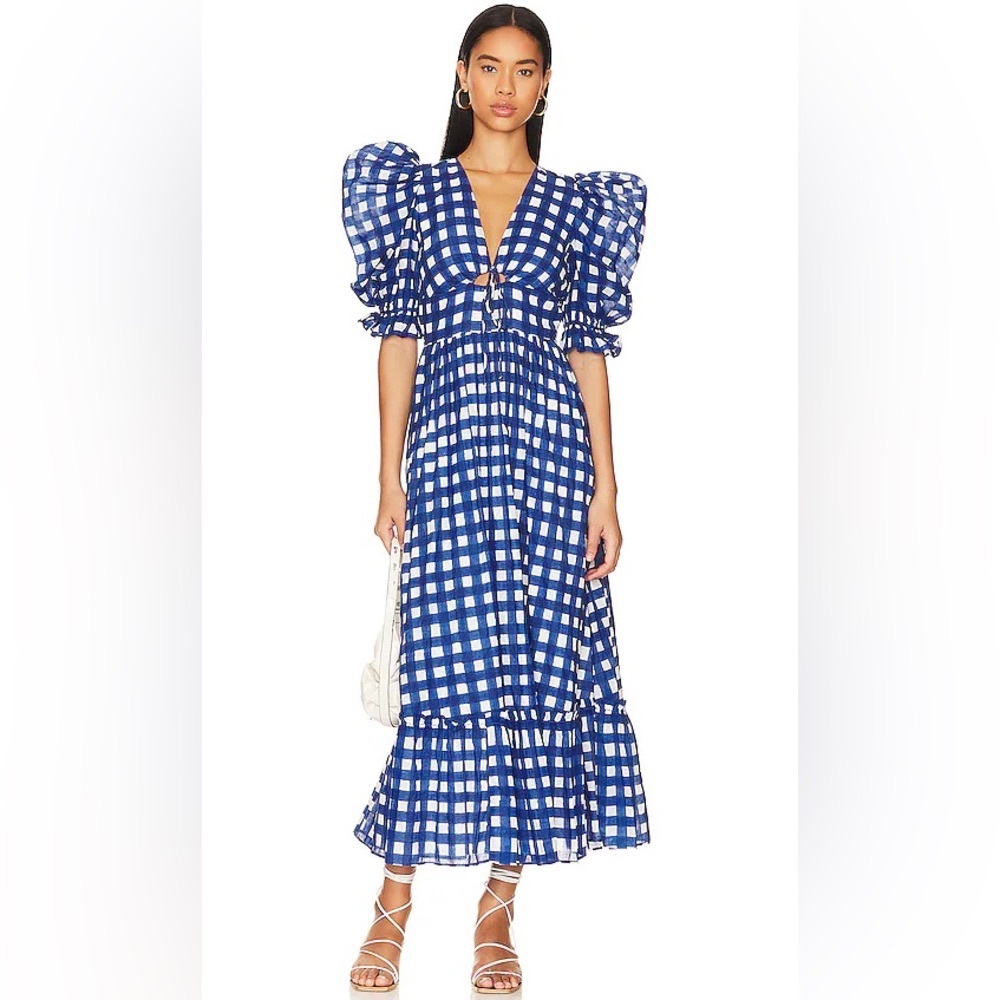 Cleobella Morina Painterly Gingham Ankle Dress Size Medium